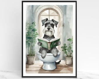 Schnauzer Toilet Print | Funny Dog Print | Schnauzer Bathroom Picture | Fun Gift For Schnauzer Owner | Schnauzer Housewarming Gift