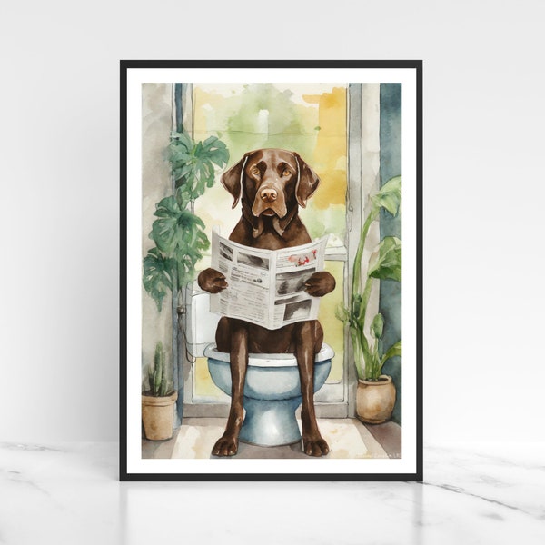 Chocolate Labrador Toilet Print | Funny Dog Print | Labrador Bathroom Picture | Fun Gift For Labrador Owner | Labrador Housewarming Gift