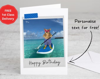 Paddle Board Dog Greeting Card | Funny Paddle Boarding Card | Paddleboarding Birthday Card | Paddleboarder Card | Personalised SUP Card