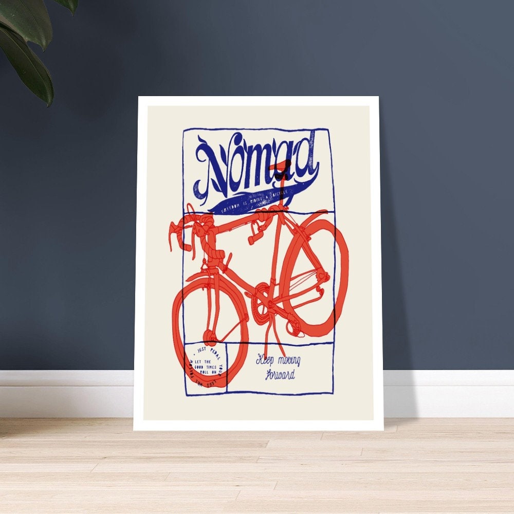 Nomad Vintage Style Bicycle Poster Cool Cycling Print