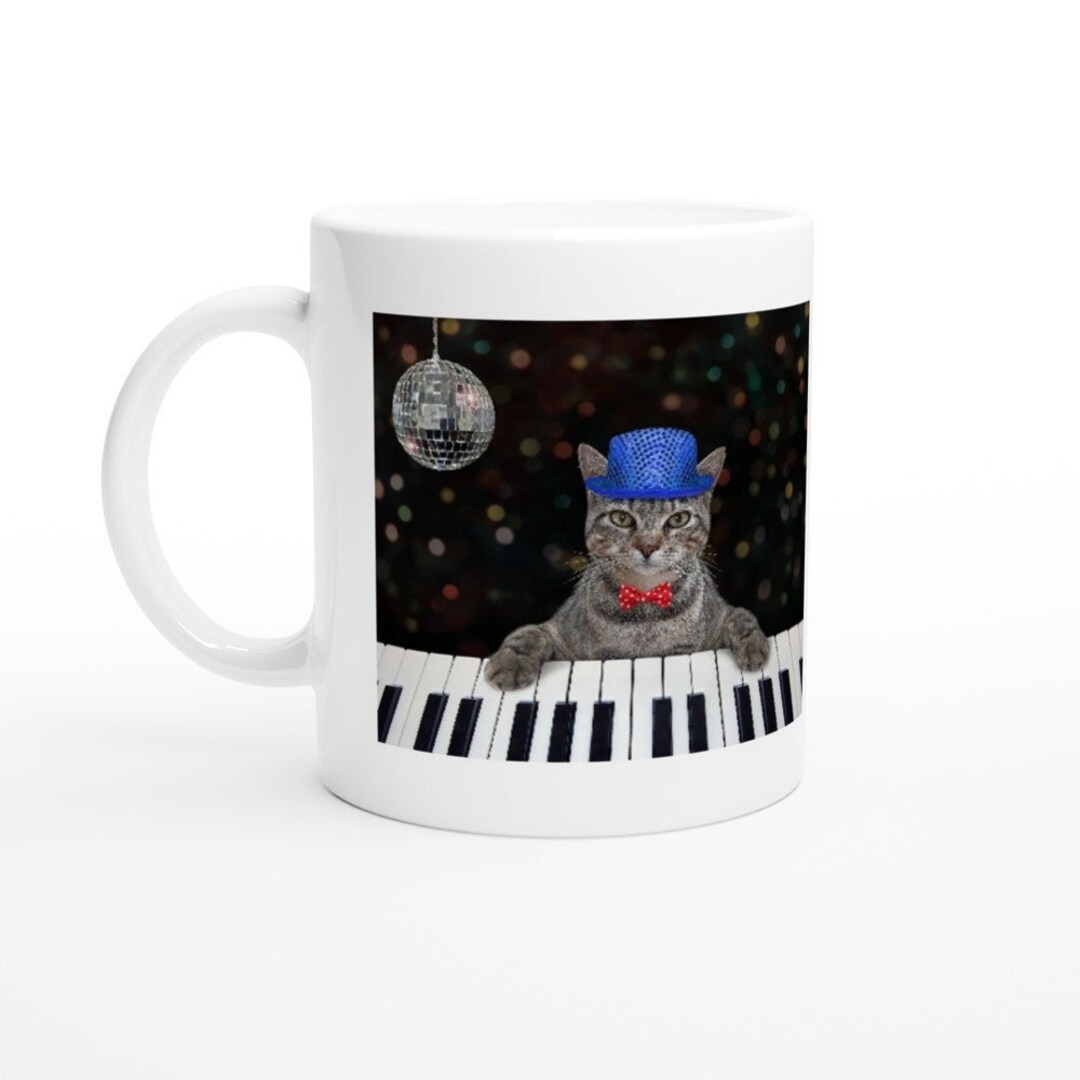 Pianist Tabby Cat Mug Piano Cat Funny Piano Gift Funny Pianist Gift