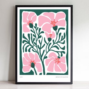 Colourful Modern Floral Print | Abstract Botanical Art | Artisan-Made | Bold Picture with Flowers