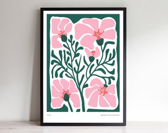 Colourful Modern Floral Print | Abstract Botanical Art | Artisan-Made | Bold Picture with Flowers