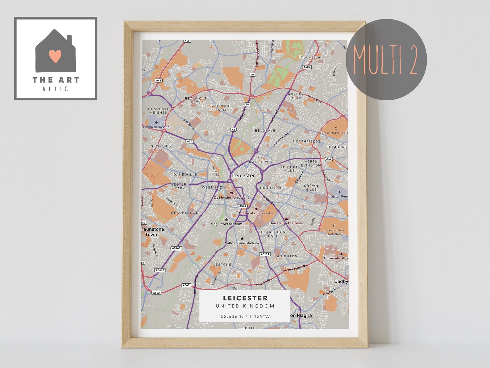 Leicester Map Print Leicester Street Map Leicester City | Etsy
