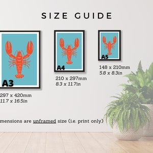 Seafood Wall Art Prints Set of Three Lobster Crab Shrimp Seaside Theme Restaurant Decor Modern Kitchen Prints image 4