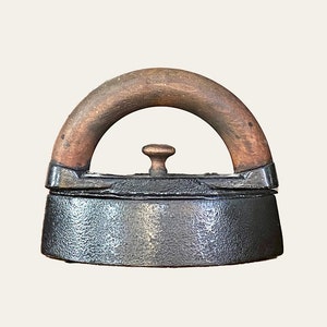 Tiny IRON W/ Wooden Black Handle // Antique Vintage Iron