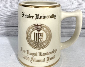 Vintage Cincinnati Mug Xavier University Ceramic Stein 1969 Alumni Fund