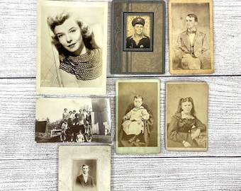 Antique Cabinet Cards & Photographs Lot Of Seven Men, Women, Children Lifestyle