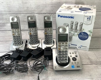 4 Panasonic KXTG674 Cordless Telephones with Bluetooth & Digital Answering Machine 1990s