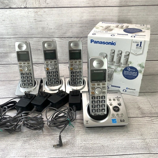 4 Panasonic KXTG674 Cordless Telephones with Bluetooth & Digital Answering Machine 1990s