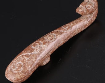 Chinese Carved Serpentine Dragon Belt Buckle Hook Vintage Stone