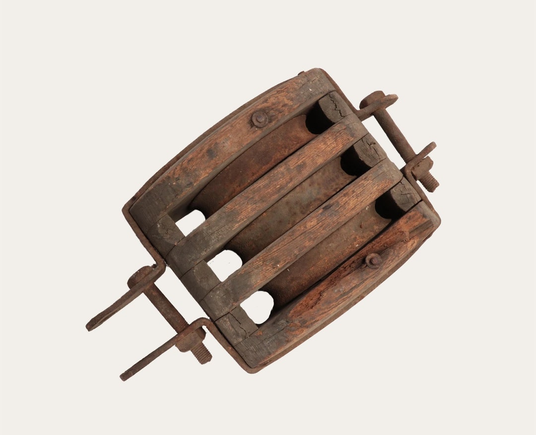 Large Antique Triple Block and Tackle Pulley Nautical, Farm or Barn Decor Etsy