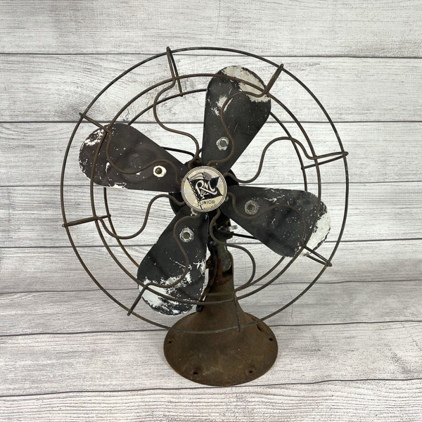 Antique Robbins & Myers Junior Industrial Table Fan Mid-Century Modern 1950s