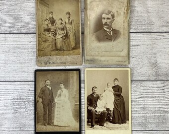 Antique Family Photograph Portraits 1800s/1900s Cabinet Cards Vintage Photos