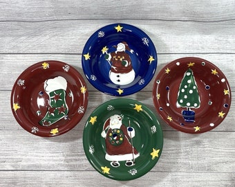 Gibson Christmas Soup Bowls FOLK NOEL Set of 4 Discontinued 2004