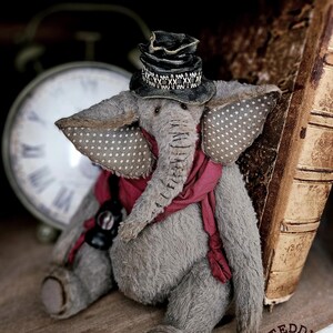 Elefante de peluche de viscosa cosido a mano, tejido alemán, juguete articulado