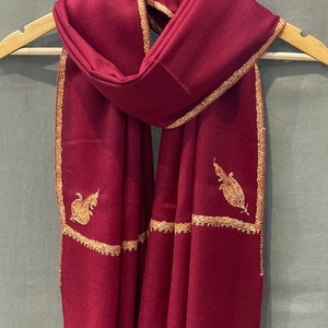 Kashmiri Sozni Scarf, Designer Kashmiri Shawl, Pure Cashmere Wrap, Cashmere Pashmina, Winter Wrap, Wedding Shawl, Ladies Stole, 28*80 inch