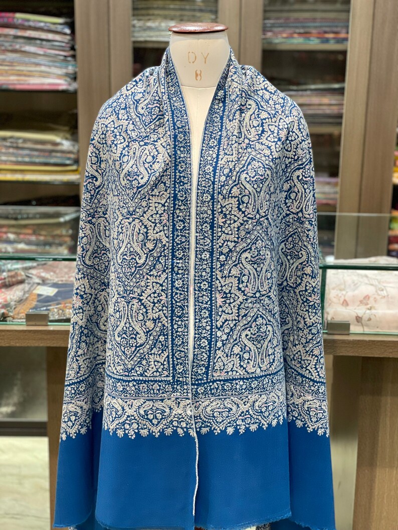 Kashmiri Sozni Pashmina Jamawar Shawl, Pure Pashmina Shawl, Pashmina Embroidered Shawl, HandMade Pashmina Shawl, Wedding Shawl, 4080 inch image 5