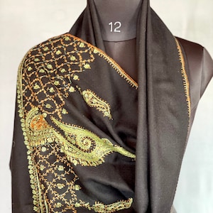 Kashmiri Sozni Scarf, Pure Wool Scarf, Cashmere Wrap, Pashmina Shawl, Kashmiri Shawl, Winter Shawl, Cashmere Scarf, Gift for her, 28*80 inch