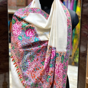 Kashmiri Sozni Pashmina Shawl, Pashmina Embroidered Shawl, Kashmiri Pashmina, Designer Shawl, Wedding Shawl, Christmas Gift, 40*80 inch