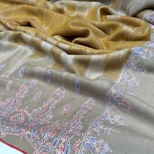 Pure Pashmina Sozni Embroidery Kashmiri Shawl, Ikat Handwoven Pashmina Shawl, Needle Embroidery Shawl, Kashmiri Pashmina Shawl, 40*80 inch