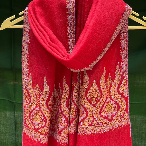 Sozni Embroidery Pashmina Scarf, Designer Kashmiri Shawl, Sozni Shawl, Kashmiri Scarf, Wedding Pashmina, Soft Warm Pashmina Wrap, 28*80 inch