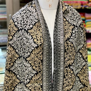 Kashmiri Tilla Embroidery Cashmere Shawl, Kashmiri Shawl, Cashmere Pashmina, Wedding Shawl, Christmas Gift, Winter Wrap, 40*80 inch