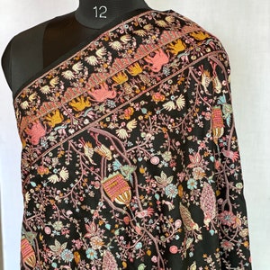 Sozni Kashmiri Pure Wool Embroidered Shawl Cashmere Wrap, Kashmiri Jamawar Shawl, Wedding Gift, Warm Winter Shawl, Chritmas Gift, 40*80 inch