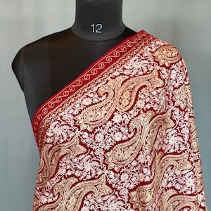 Kashmiri Aari Embroidery Scarf, Pure Cashmere Scarf, Kashmiri Stole, Embroidered Kashmiri Shawl, Ladies Stole, Wedding Shawl, 28*80 inch
