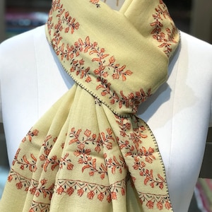 Kashmiri Sozni Pure Wool Scarf, Cashmere Scarf, Woollen Shawl, Kashmiri Wool Shawl, Kashmiri Stole, Shawl and Wrap, Winter Scarf, 28*80 in