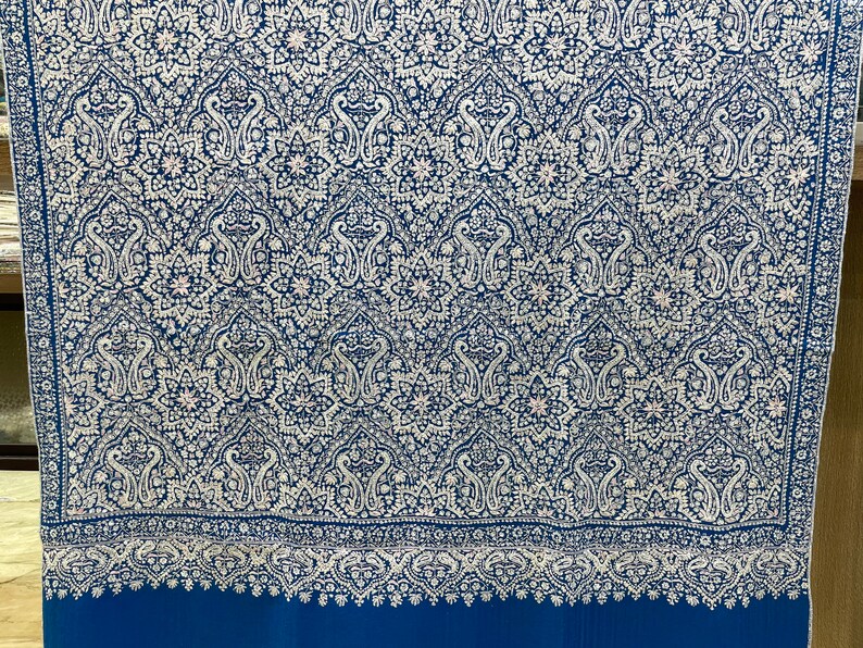 Kashmiri Sozni Pashmina Jamawar Shawl, Pure Pashmina Shawl, Pashmina Embroidered Shawl, HandMade Pashmina Shawl, Wedding Shawl, 4080 inch image 9