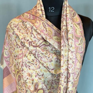 Kani Embroidery Pure Cashmere Kashmiri Scarf, Pashmina Scarf, Designer Kashmiri Shawl for Brides, Christmas Gift, Cashmere Pashmina, 28*80in