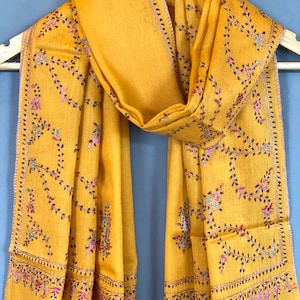 Kashmiri Sozni Work Cashmere Scarf, Cashmere Pashmina, Kashmiri Shawl for Women, Cashmere Wrap, Hand Embroidery Shawl, Bridal Wrap, 28*80 in