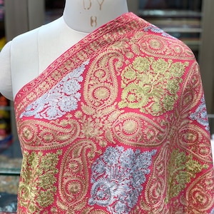 Kaschmir bestickter Wollschal, Schal aus reiner Wolle, Kaschmir Schal, Designer Schal, Winter Wrap, Hochzeitsschal, Weihnachtsgeschenk, 28 * 80 Zoll