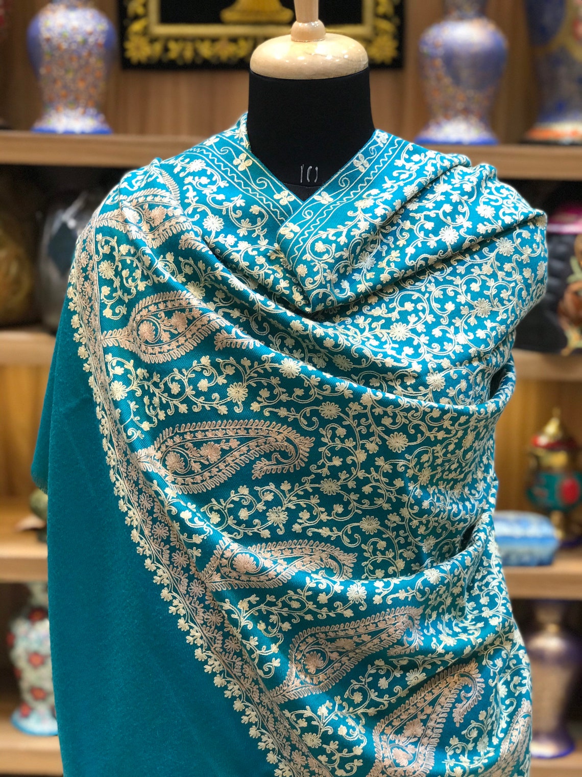 Pure Wool Kashmiri Shawl Kashmir Embroidered Shawls Cashmere Etsy