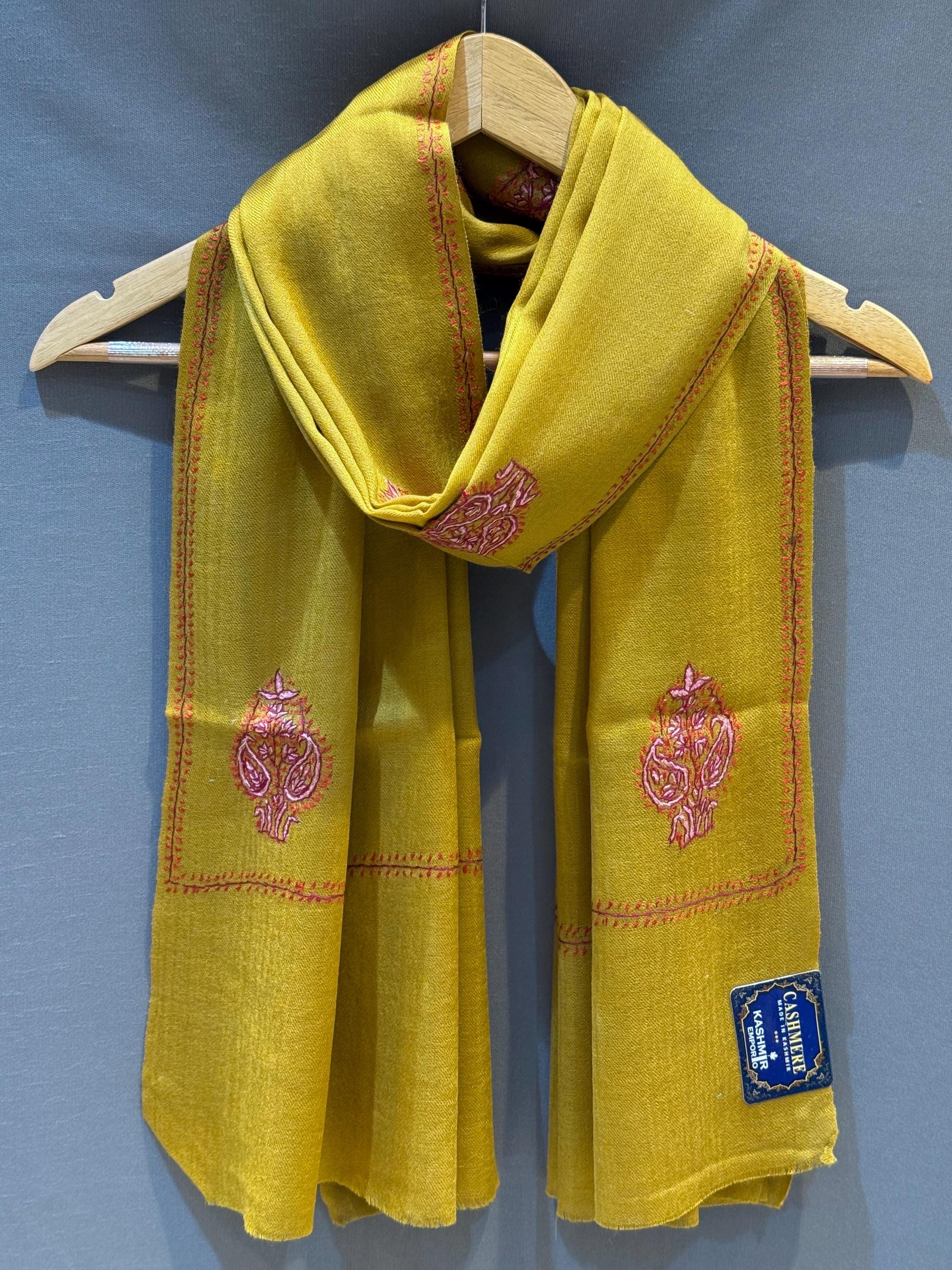 Kashmiri Sozni Embroidery Pure Cashmere Warm Handmade Scarf