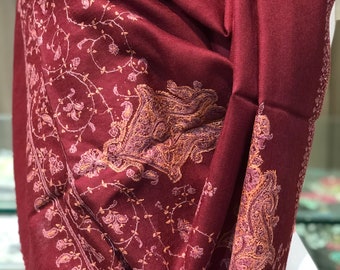 Kashmiri Pure Wool Scarf, Kashmiri Sozni Shawl, Embroidered Shawl, Cashmere Scarf, Kashmiri Shawl, Woollen Scarf, Wedding Shawl, 28*80 inch