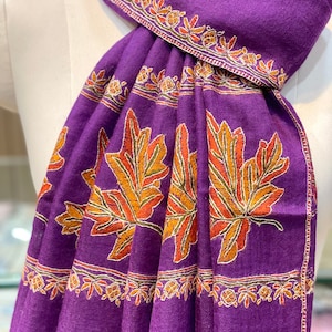 Kashmiri Pashmina Sozni Scarf, Kashmiri Shawl, Kashmiri Pashmina, Cashmere Pashmina, Wedding Pashmina Shawl, Christmas Gift, 28*80 inch