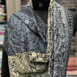 Kashmiri Aari Embroidery Pure Cashmere Scarf, Soft Warm Shawl, Kashmiri Scarf for Women, Bridal Shawl, Gifting Idea, Christmas Gift, 28*80in