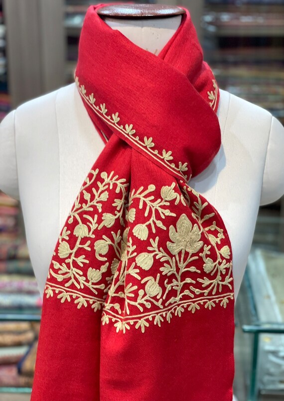 Kashmiri Aari Embroidery Pure Wool Scarf Kashmiri Shawl - Etsy