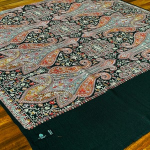 Sozni Embroidery Kashmiri Wool Cashmere Shawl, Designer Kashmiri Shawl, Indian Shawl, Warm Shawl, Christmas Gift, Bridal Shawl, 40*80 inch