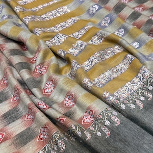 Kashmiri Pashmina Sozni Embroidery Handmade Shawl, Ikat Weaving Pashmina Shawl, Pure Pashmina, Handwoven Pashmina, Gift for her, 40*80 inch