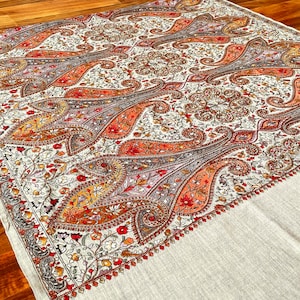 Kashmiri Shawl Jamawar Sozni Embroidery Pure Wool Shawl for Women, Soft Warm Winter Wrap, Wedding Gift, Indian Shawl, Christmas Gift,40*80in