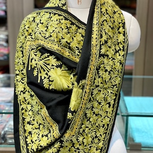 Kashmiri Aari Embroidery 100% Pure Wool Scarf, Cashmere Wrap, Kashmiri Shawl, Cashmere Pashmina, Winter Wrap, Wedding Shawl Wrap, 28*80 inch