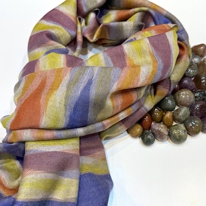Handmade Pure Pashmina Ikat Weave Scarf, Handloom Pashmina, Traditional Scarf, Kashmiri Shawl Pashmina Soft Shawl, Gifting Idea, 28*80 inch