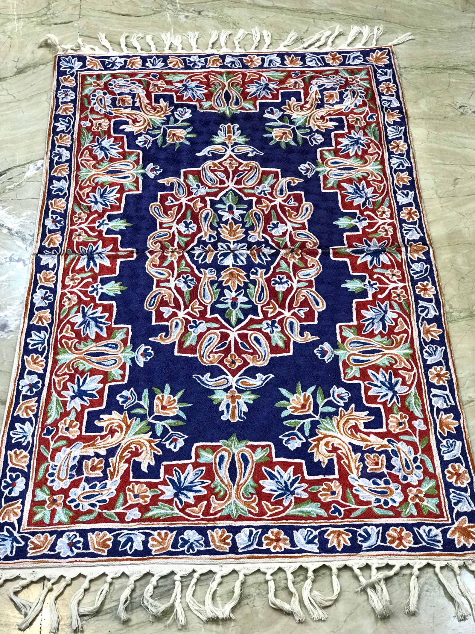 Kashmiri Silk Rug Kashmiri HandMade Rugs Embroidered Rug Etsy