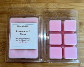 Rosewater & Musk Soy Blend Wax Melts, Clam Shell