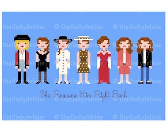 Pretty Woman Outfits Julia Roberts - Fashion Looks from the Movie - She Rescues Him Right Back - PDF Cross-stitch Pattern - Instant Download
