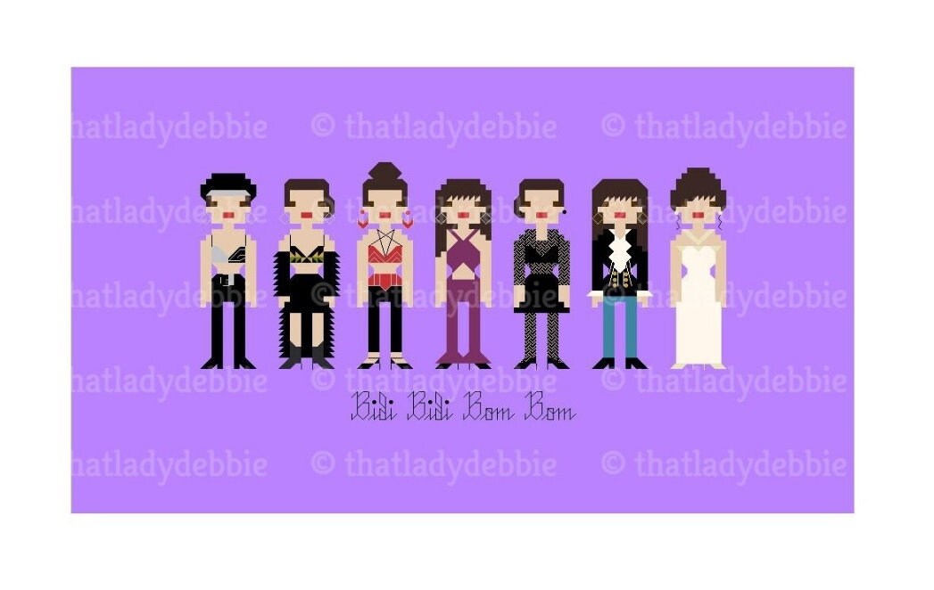 Selena Quintanilla Music Icon Fashion Costume Looks  - Biddi Biddi Bom Bom - PDF Cross-stitch Pattern - Instant Download