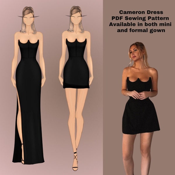 Formal Dress Sewing Pattern / woman’s Digital PDF Pattern/ Size XS-3XL